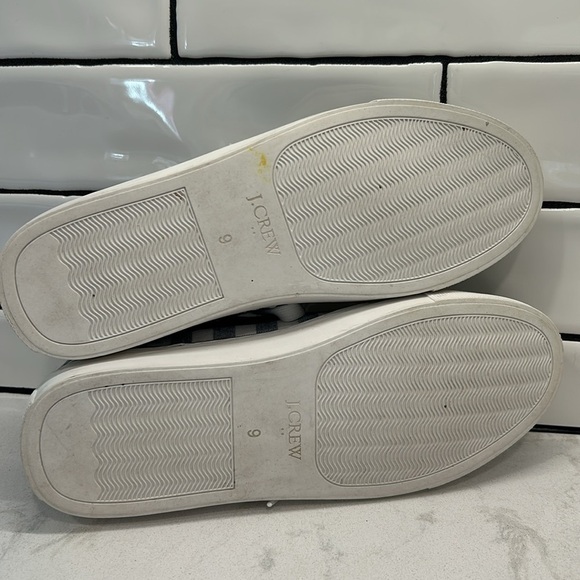 J. Crew Factory Navy Blue Gingham Printed Canvas Lace Up Road Trip Sneakers SZ 9 - Picture 11 of 16